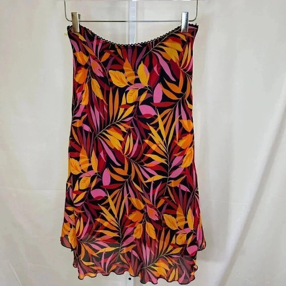 2/$30 Heads Up Large Tropical Floral A Line Skirt Flowy Hawaiian Party Vintage - Picture 2 of 7